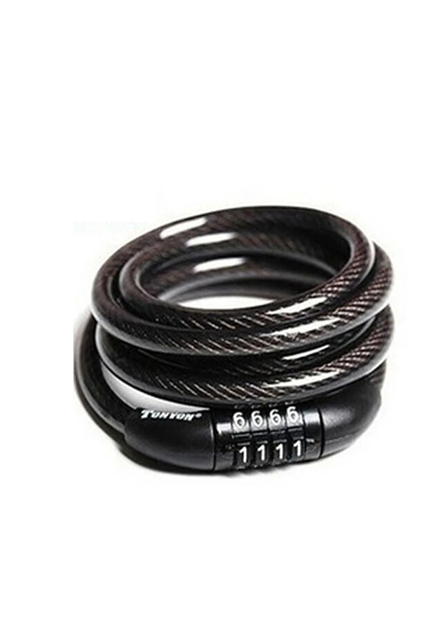 سلسلة أمان للدراجات الهوائية سوداء اللون، برمز مكون من 4 أرقام، مضادة للسرقة، مزودة بقفل أمان للدراجات الجبلية برمز ثابت. - 1