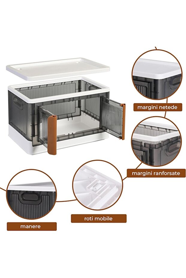 Foldable and Stackable Storage Box UIQ®, with Lid, Reinforced Edges, Handle, Durable Material, 32 L - 3