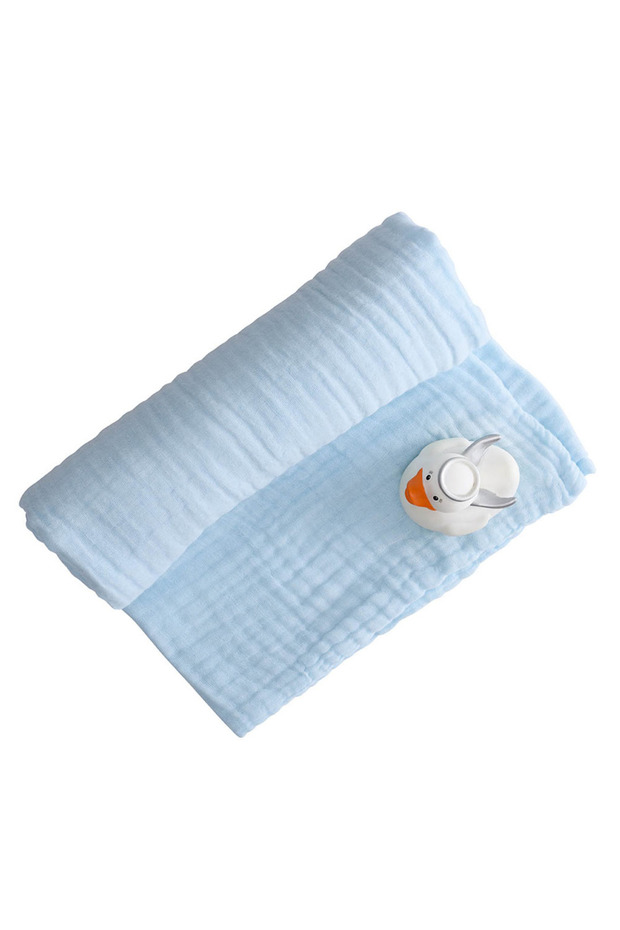 Organic 6 Layered Muslin Bath Towel - Blue