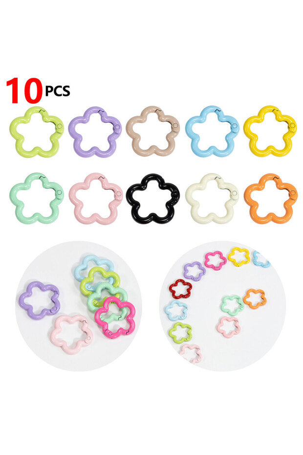 10PCS 10 PCS Aluminum Alloy Flower Shape Outdoor Keychain, Bright Color, Multi-functional pop-up fob