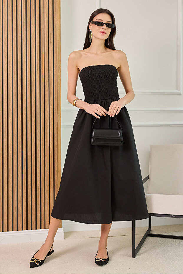 Strapless Gimped Dress