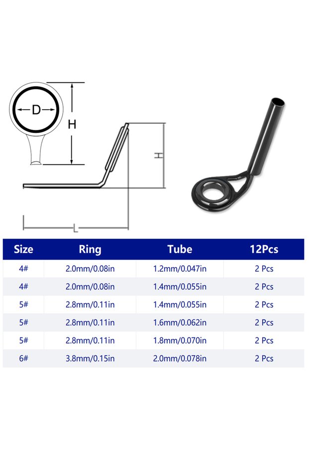 12pcs Black FishTrip Fishing Rod Tip Repair Kit Super Small Center Ring Tip Top MKT for Fine Rod, Ro