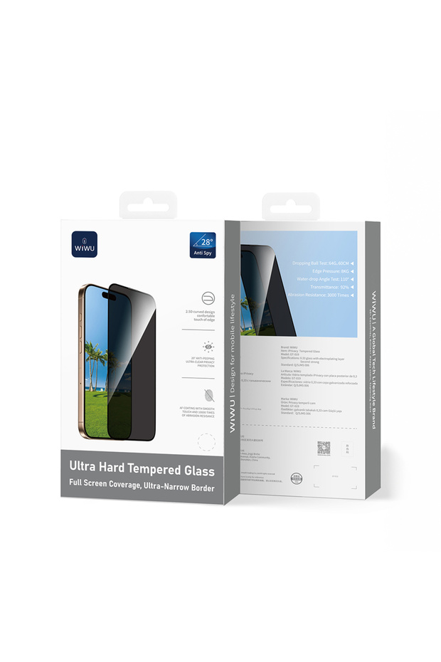 iPhone 17 Pro Max Uyumlu GT-028 iPrivacy Temperli Cam Ekran Koruyucu Siyah - 3