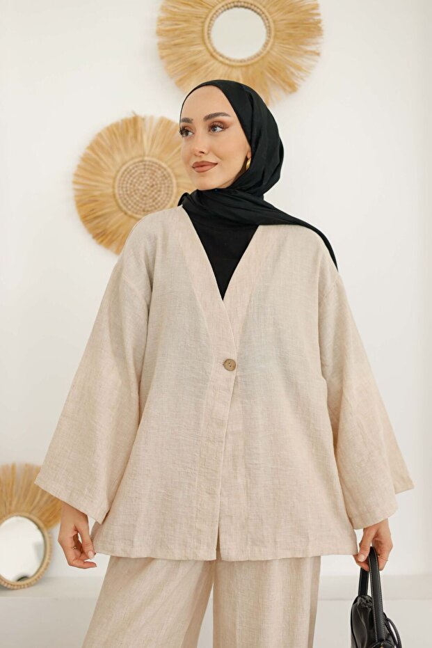 Single Button Jacket Set - 2