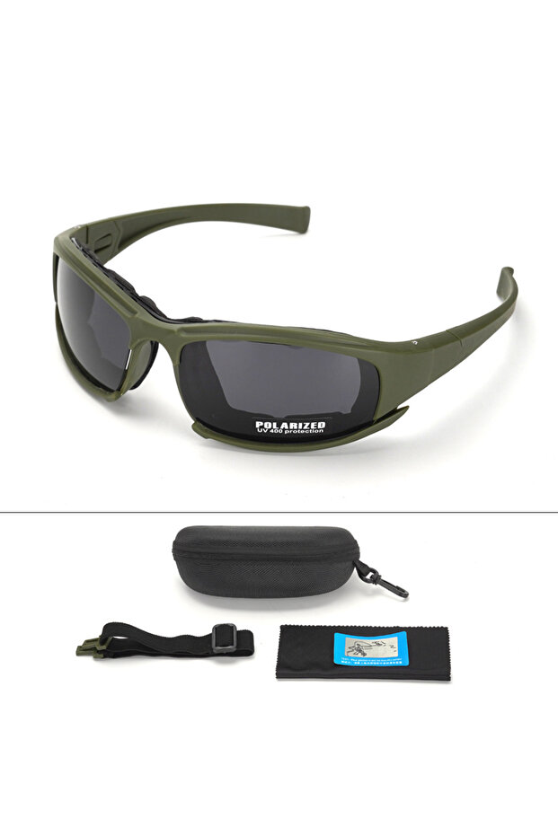 Green-1 Lens Set New 4 Lens Tactical Goggles - Polarized Windproof & Dustproof Safety Glasses for Ou