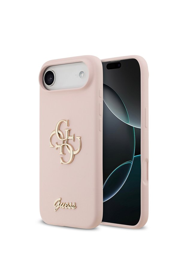 iPhone 17 Air Compatible Case Original Licensed Grained Text Logo Cover Pink