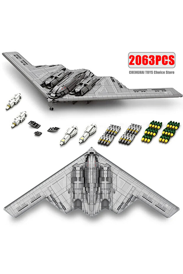 2063PCS No Box 2024 NEW MOC B2 Stealth And Strategic Bomber Building Blocks Fighter Model With Miss