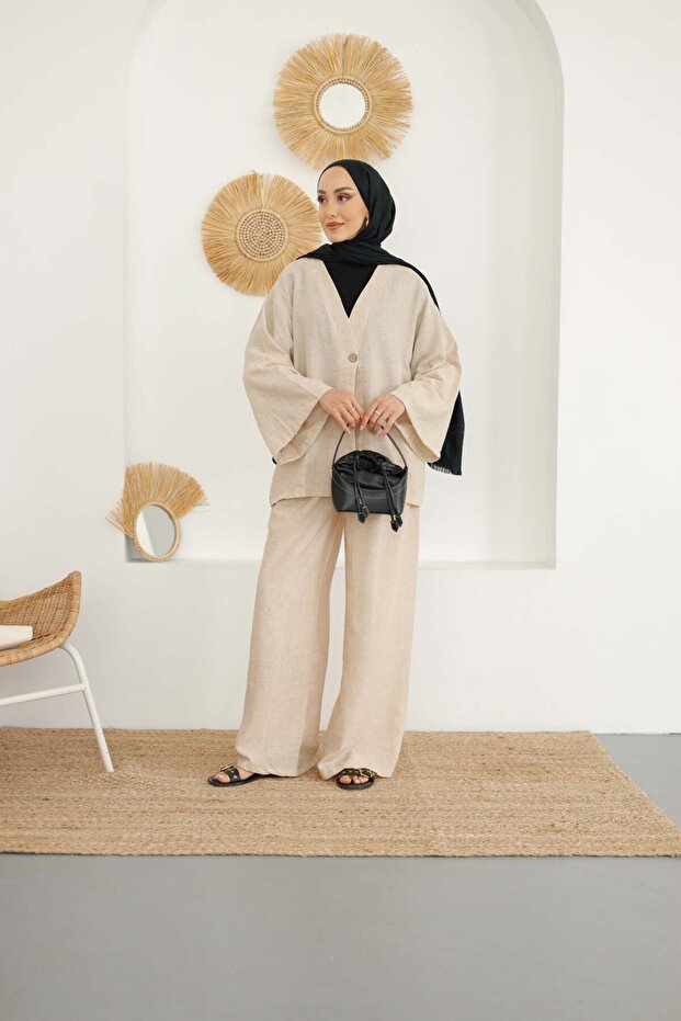 Single Button Jacket Set - 3