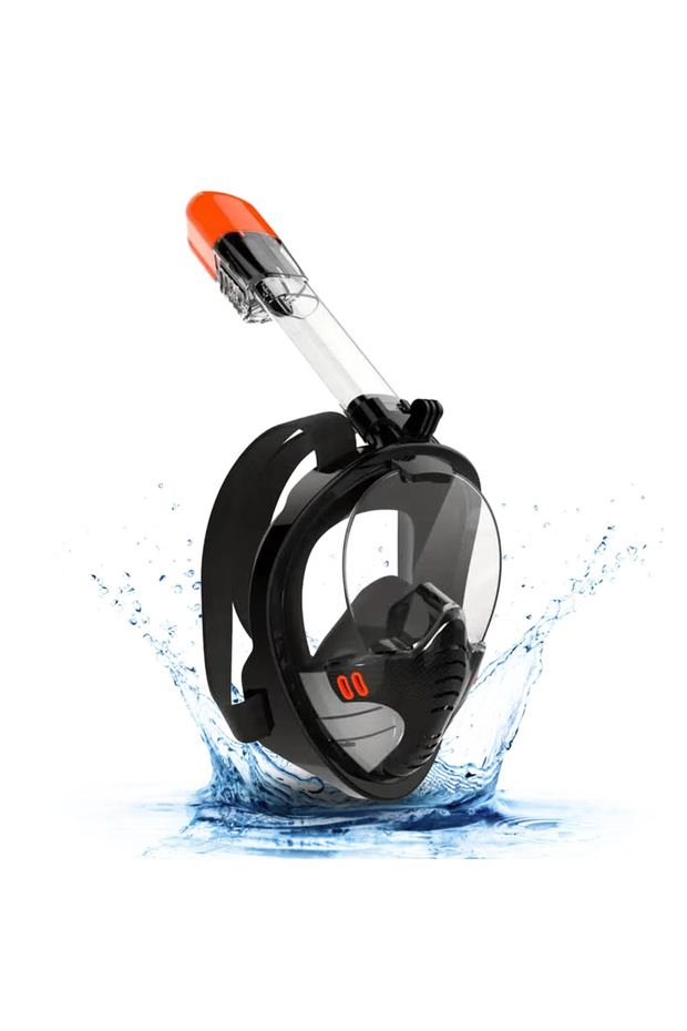 L/XL Black Adults Snorkel Mask Detachable Camera Mount Dry Transparent Breathing System Panoramic Vi