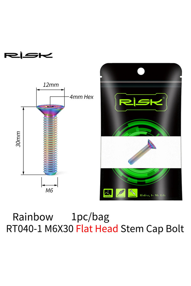 30 Flat CL 1PC M6x30/35/40/50mm Headset Stem Top Fixing Screw Extended Bolt, Titanium Alloy Oil Disc