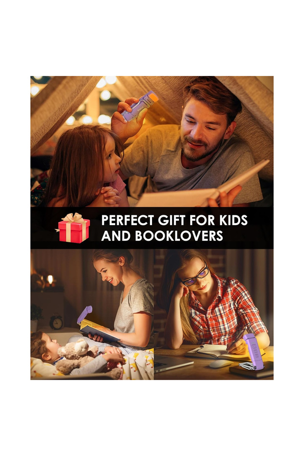 LED Reading Lamp with Book Attachment, 3 Color Modes, 5 Brightness Levels, USB Rechargeable - 2