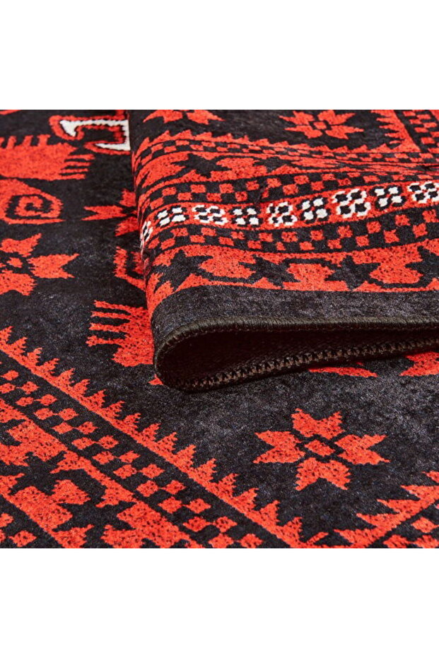 Soft Ruby Afgan Desenli Halı - Kırmızı - 160x230 cm - 3