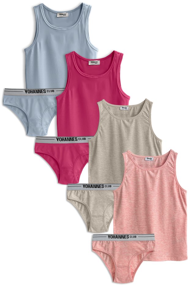 Girls' Cotton Slip & Tank Top, Bottom-Top, 4 Pairs Set, Relaxed Fit, Extra Comfort