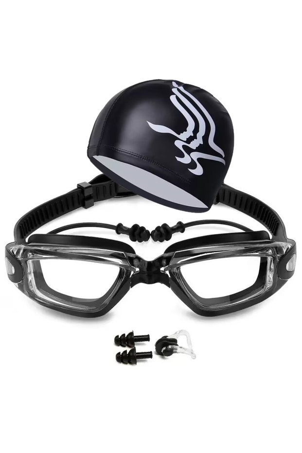 Other Swimming goggles Adult high-definition anti-fog swimming goggles PU swimming cap set Waterproo