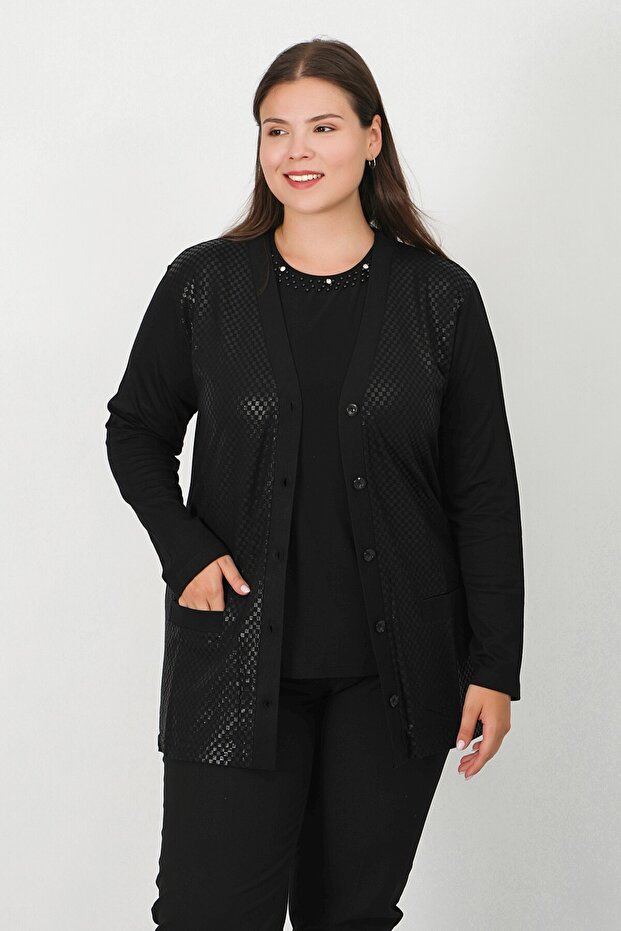 سترة منقوشة بأزرار من الجلد المرسيريزد - 3