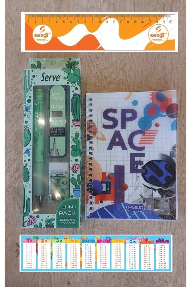 Deep Doğa Serisi Okul Seti ve Pıano Not Defteri İle Sezgistore Ayraç Cetvel - 1