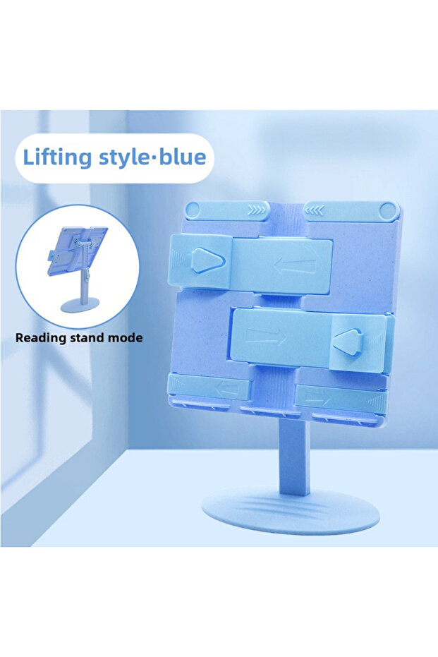 Adjustable Blue Adjustable Kids Book Stand - Foldable Reading Rack for Students - Multi-Functional D