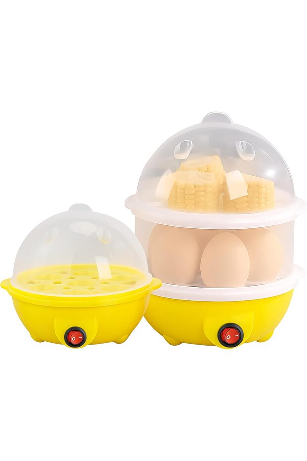 350W Double Layer Electric Egg Cooker, 12 Egg Capacity Rapid Egg Boiler with Auto Shut-Off