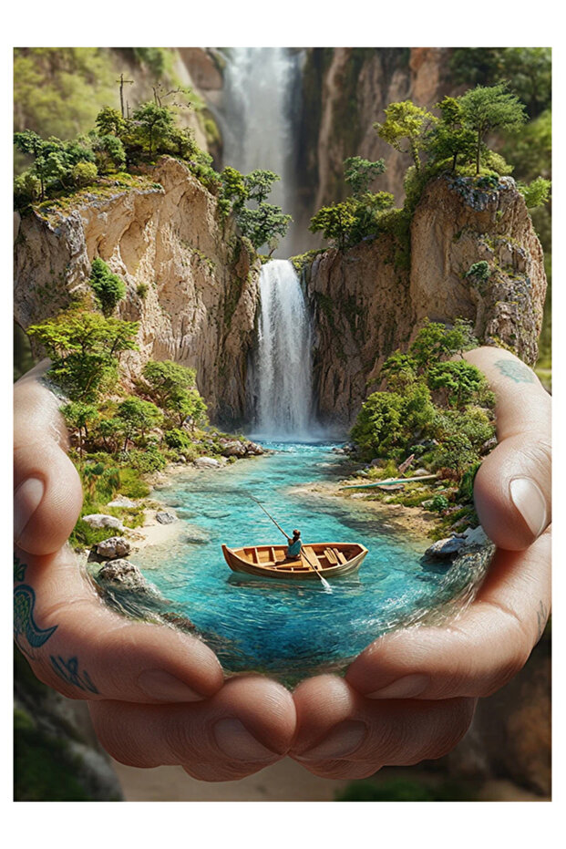 Avuç İçinde Şelale Mdf Tablo - 1