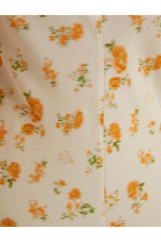 İP ASKILI ÇİÇEK BASKILI MİDİ VİSKON ELBİSE - 6