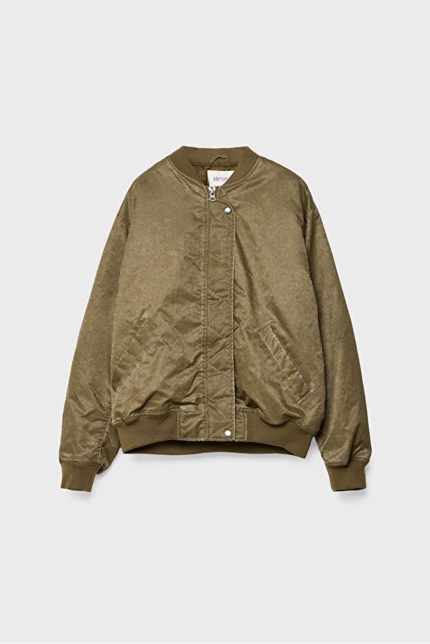 Yıkanmış Görünümlü Bomber Ceket - 5