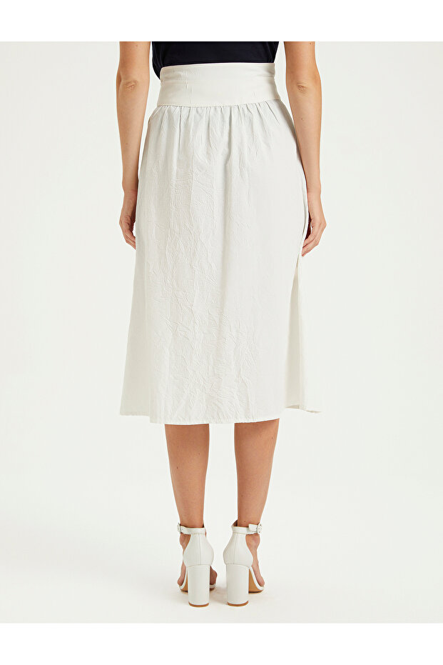 تنورة ميدي بأزرار من مزيج القطن - 5