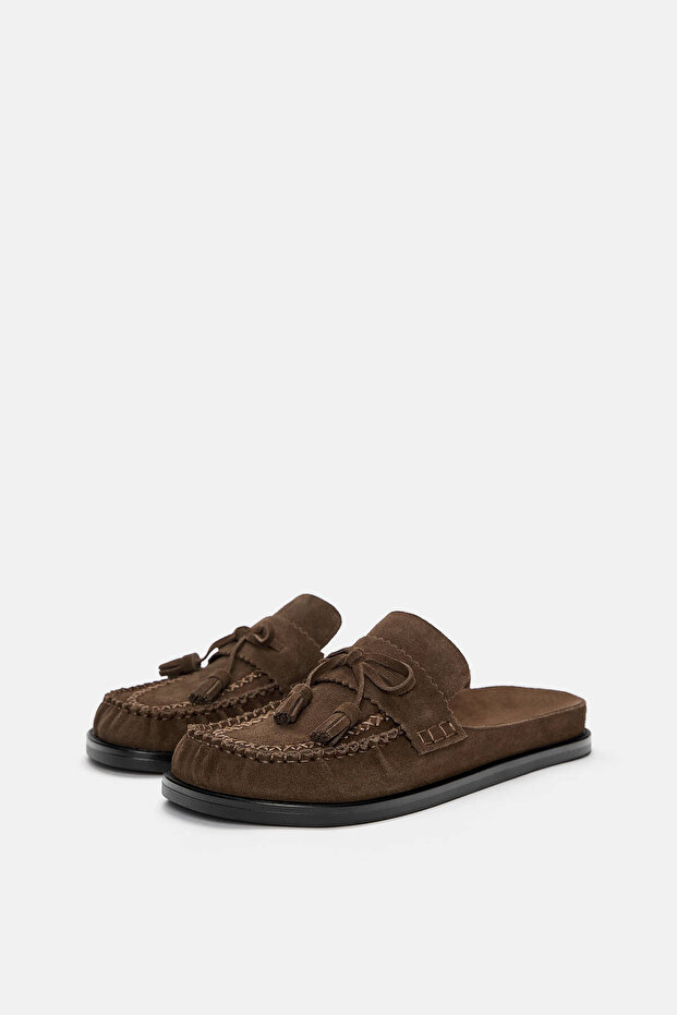 Deri püsküllü sabo terlik - 1