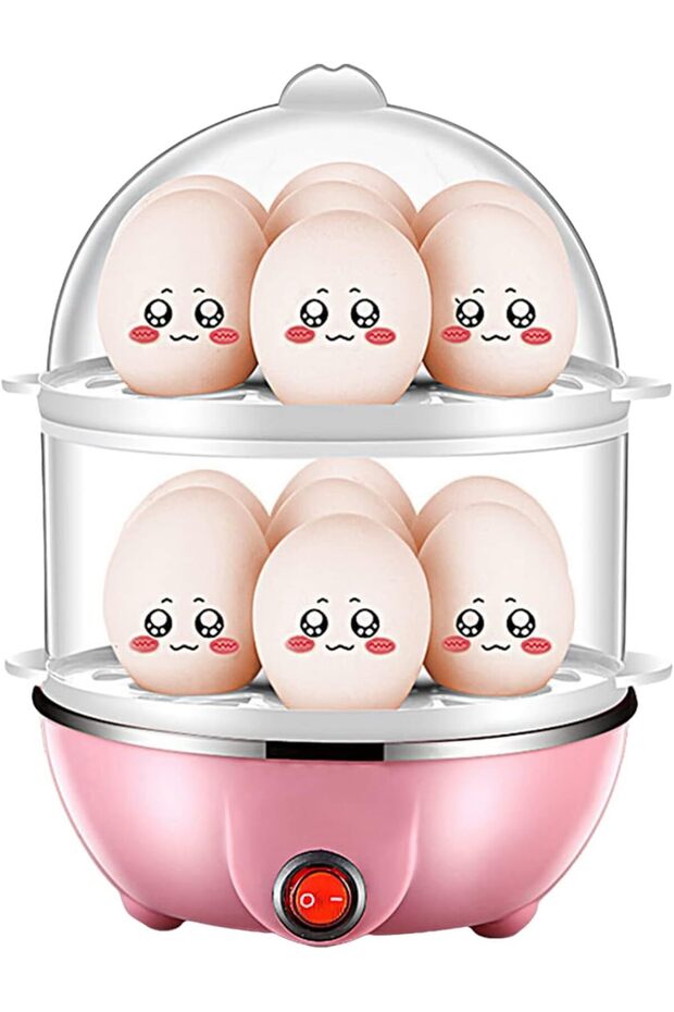 Double Layer Egg Cooker 14 Egg Capacity Hard Boiled Egg Cooker Anti-dry Electric Egg Boiler