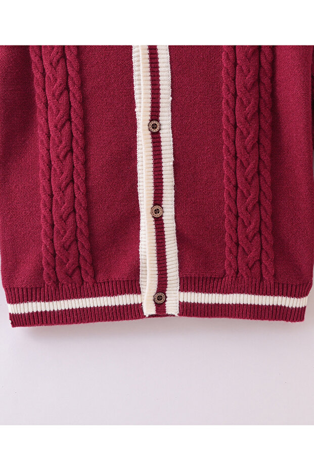 Front Open Sweater - Red - 4