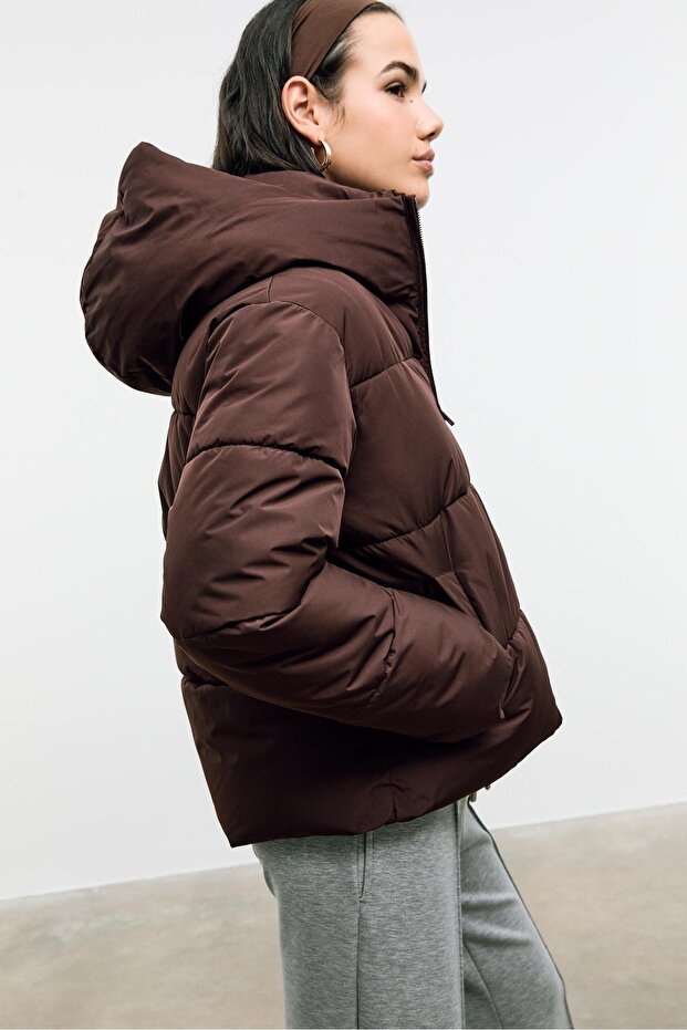 Kapüşonlu kapitone mont - 1