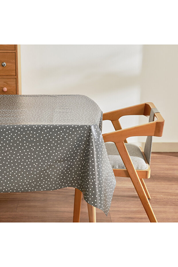 Luna Polka Dot Pvc Tablecloth Anthracite
