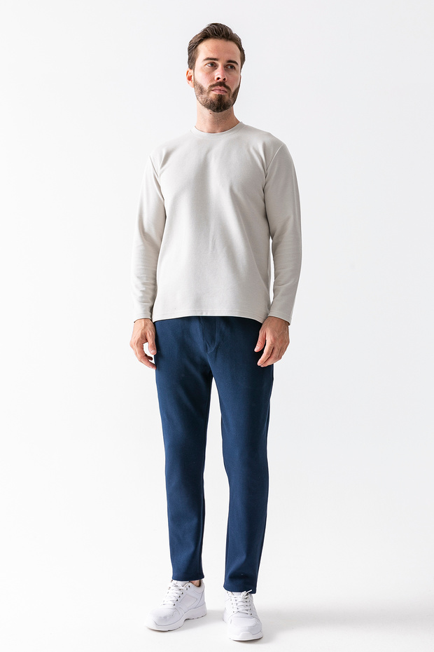 Men's Elastic Waist Pocket Detailed Jogger Trousers Navy Blue - 8079