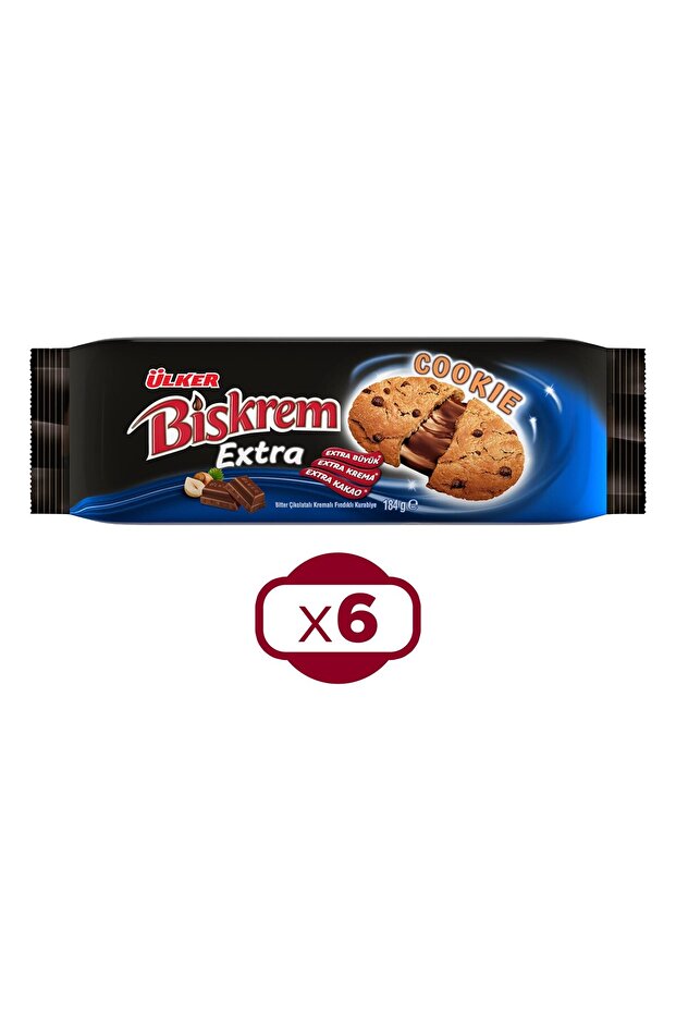 Biskrem Extra Cookie 184 Gr x 6 Adet - 1