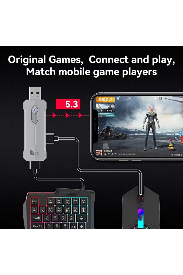 5 in 1 Mobile Game Combo Pack X8 with RGB Mini Gaming Keyboard Mouse Mobile Holder for Android Phone - 4