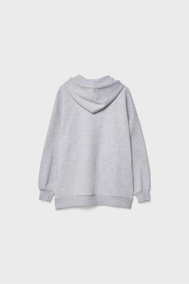 İşlemeli Kapüşonlu Sweatshirt - 6