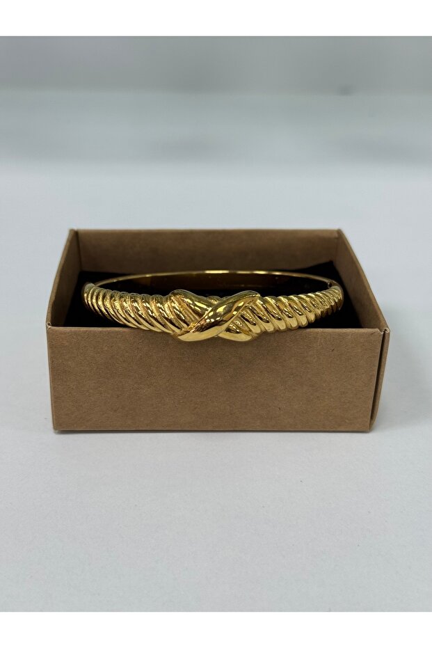 Gold Auger Knot Design Steel Bracelet