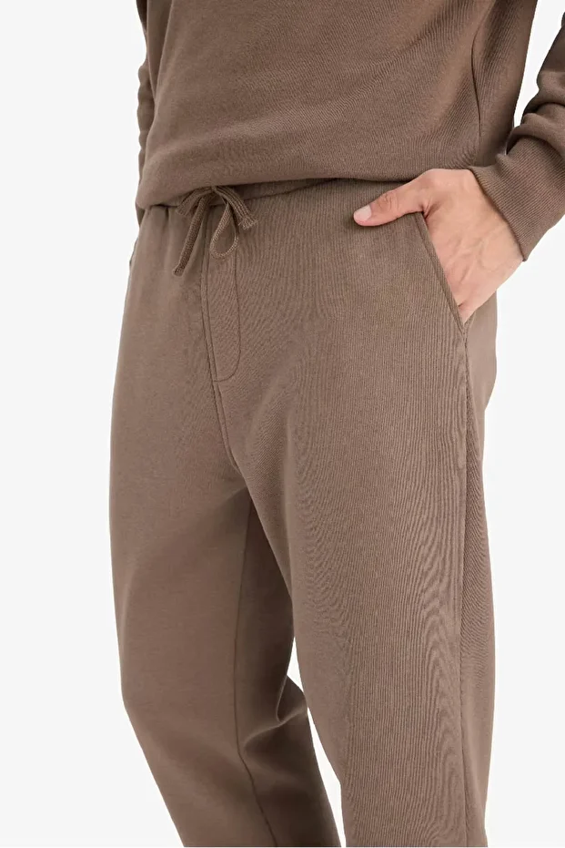 Regular Fit Beli Bağcıklı Cepli Düz Paça Kalın Haki Erkek Eşofman Altı D7836AX/KH154 - 6