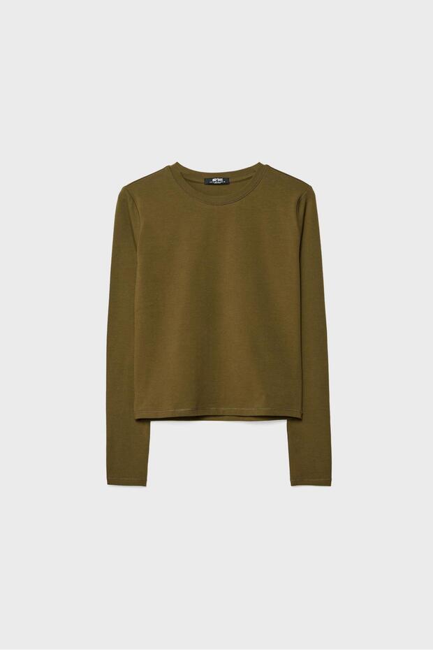 Basic bisiklet yaka tişört - 5