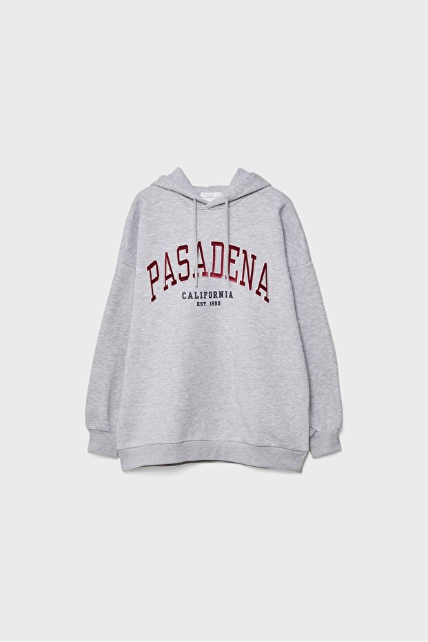 İşlemeli Kapüşonlu Sweatshirt - 5