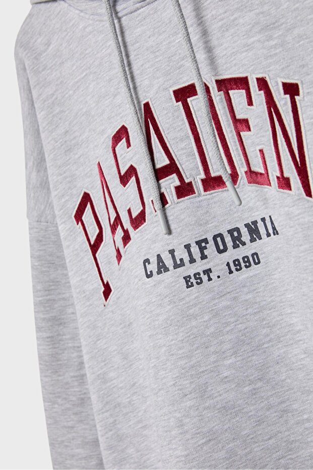 İşlemeli Kapüşonlu Sweatshirt - 7