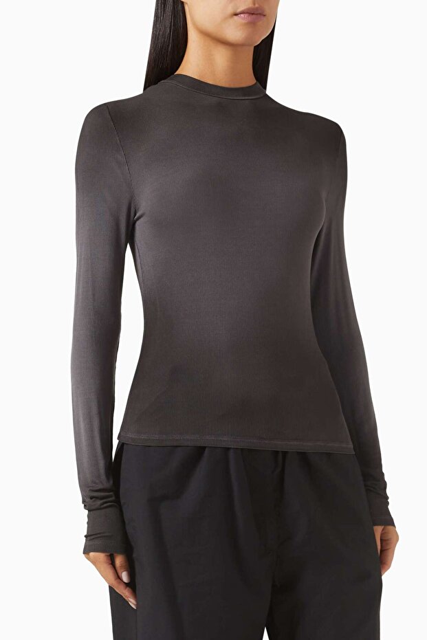 Black Crewneck T-Shirt - 95% Recycled Cupro, 5% Elastane - Comfortable and Stylish Design