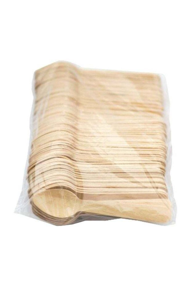 100-Piece Birchwood Spoon Beige 4.5inch