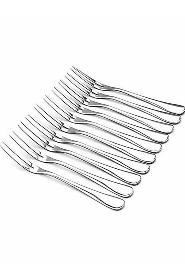 10 Pcs Stainless Steel Forks, Crab Forks Escargot 2 Prong Tasting Appetizer Portable Salad Fruit for Party Travel, 5 Inches