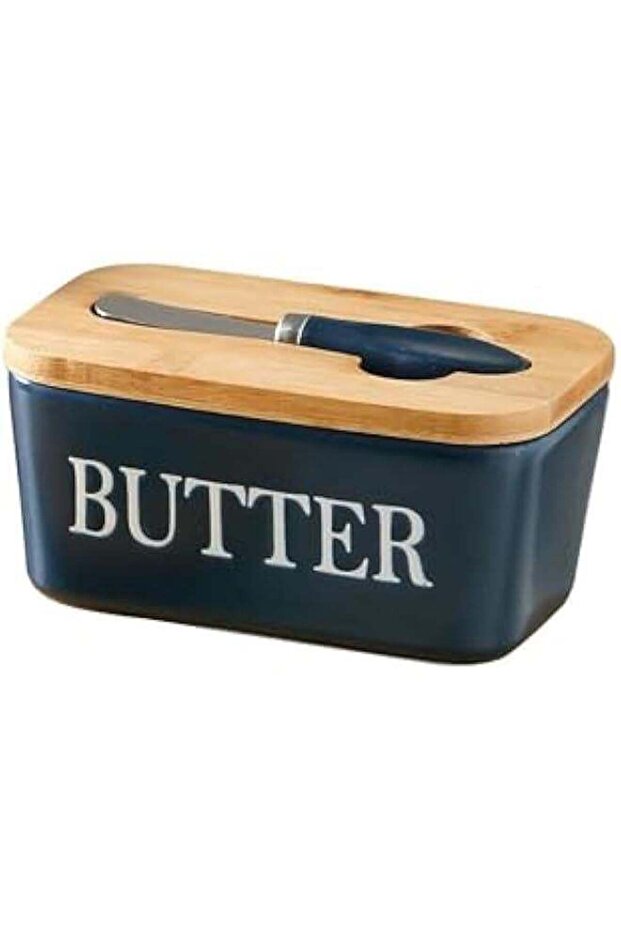 er Dish, er Dish with Lid for Countertop, Ceramics er Keeper Container with Knife and High-Quality