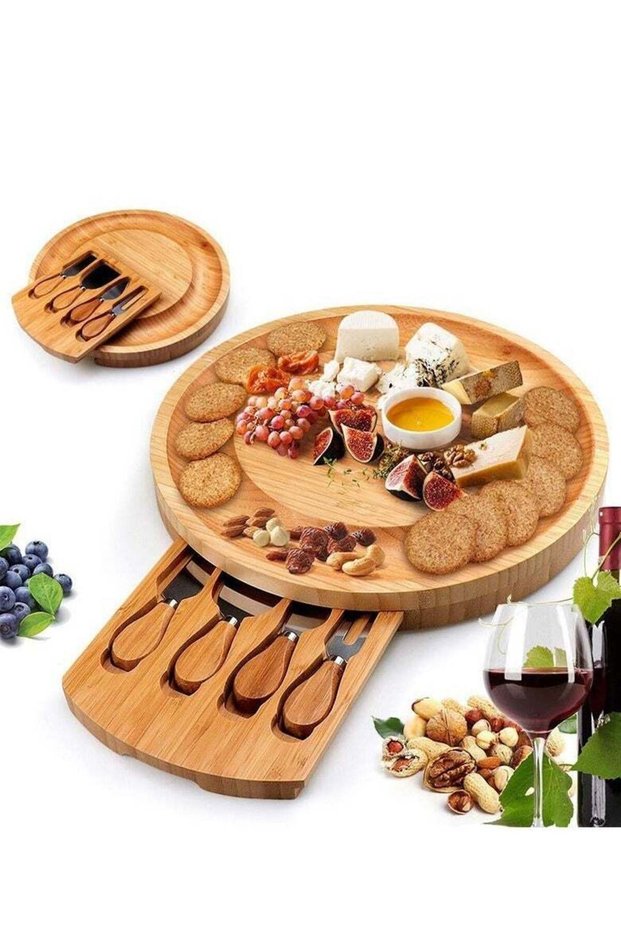 Cutting Board Set, Portable Cheese Board, Steak and Pizza Platter, Baking and Cake Knife and Fork,