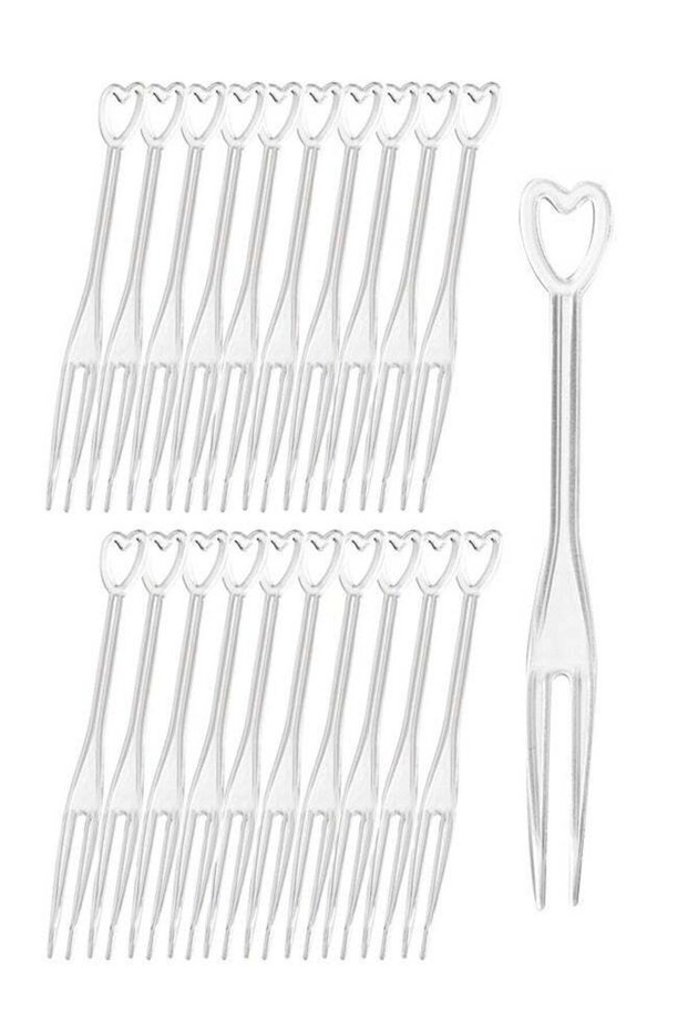 200 Pieces Disposable Plastic Fruit Forks for Family Party Birthday Party Wedding Dessert Cake Forks