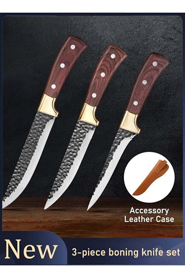 JS-Hand-forged sharp boning knife 3-piece set - 1