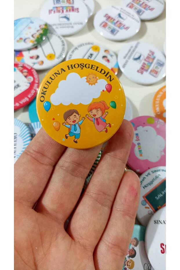Okuluna Hoş Geldin - Çocuk İğneli Rozet (10 ADET) - 1