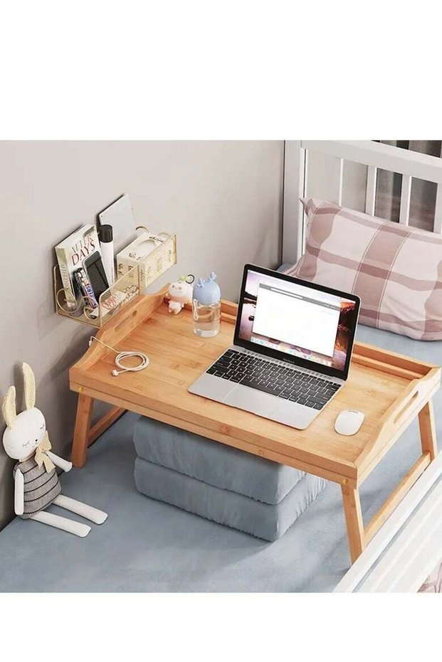 Folding bed leg tray table with handle, sofa dining and breakfast tray, multifunctional tray table,