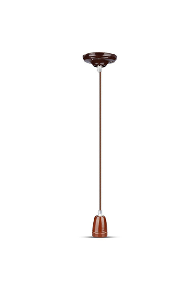 Porcelain Ceiling Pendant E27 - Brown Socket - 1